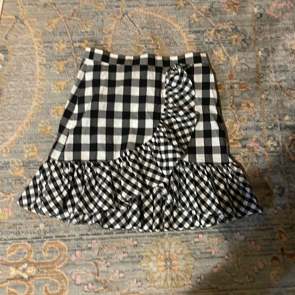 J crew B & W gingham skirt